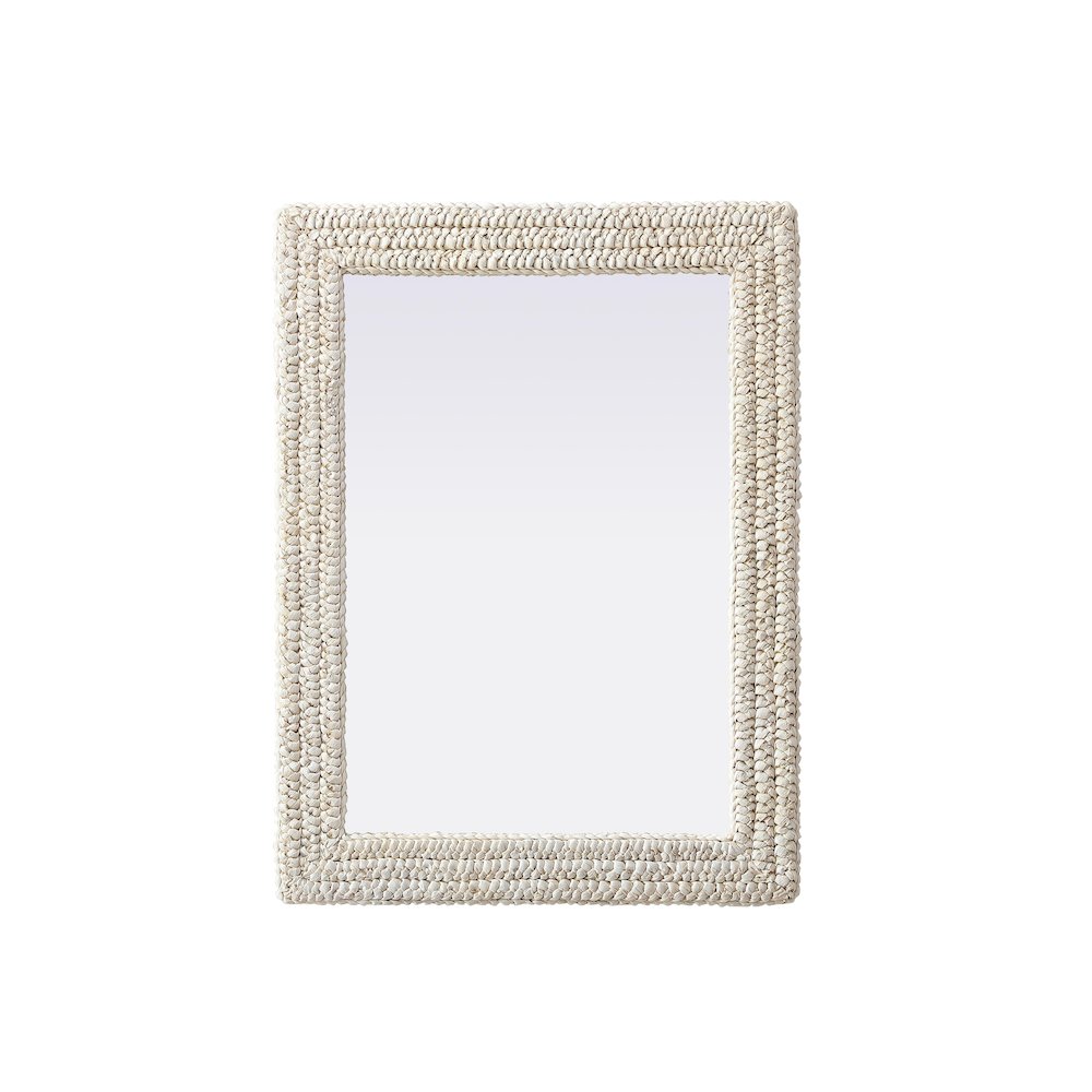Rectangle Cornhusk Mirror 27x36 in Linen White. Picture 1