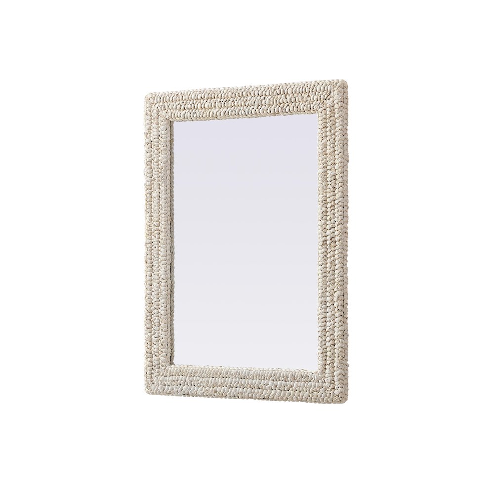 Rectangle Cornhusk Mirror 27x36 in Linen White. Picture 4