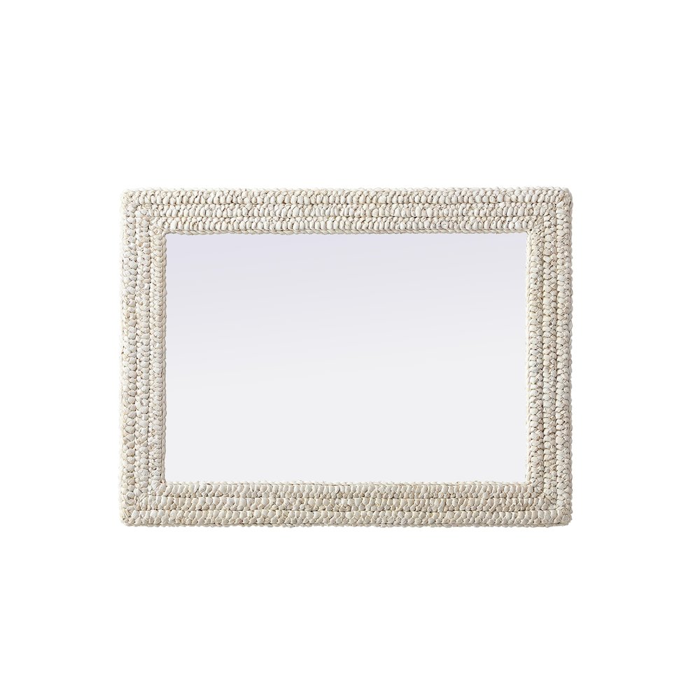 Rectangle Cornhusk Mirror 27x36 in Linen White. Picture 5