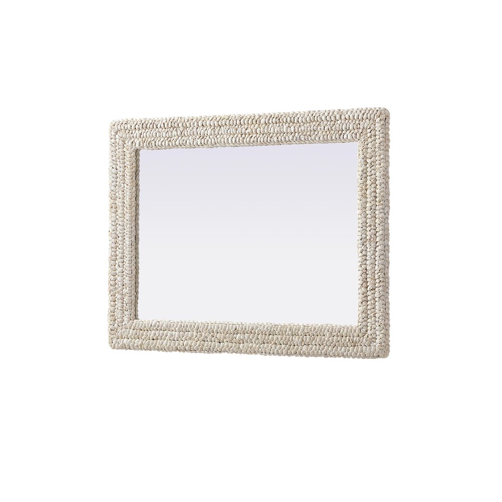 Rectangle Cornhusk Mirror 27x36 in Linen White. Picture 8
