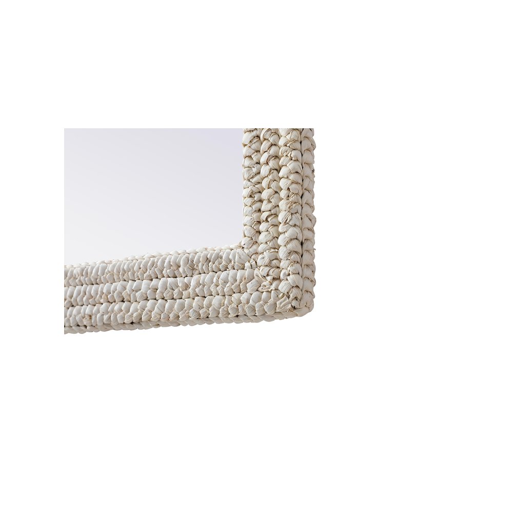 Rectangle Cornhusk Mirror 27x36 in Linen White. Picture 10