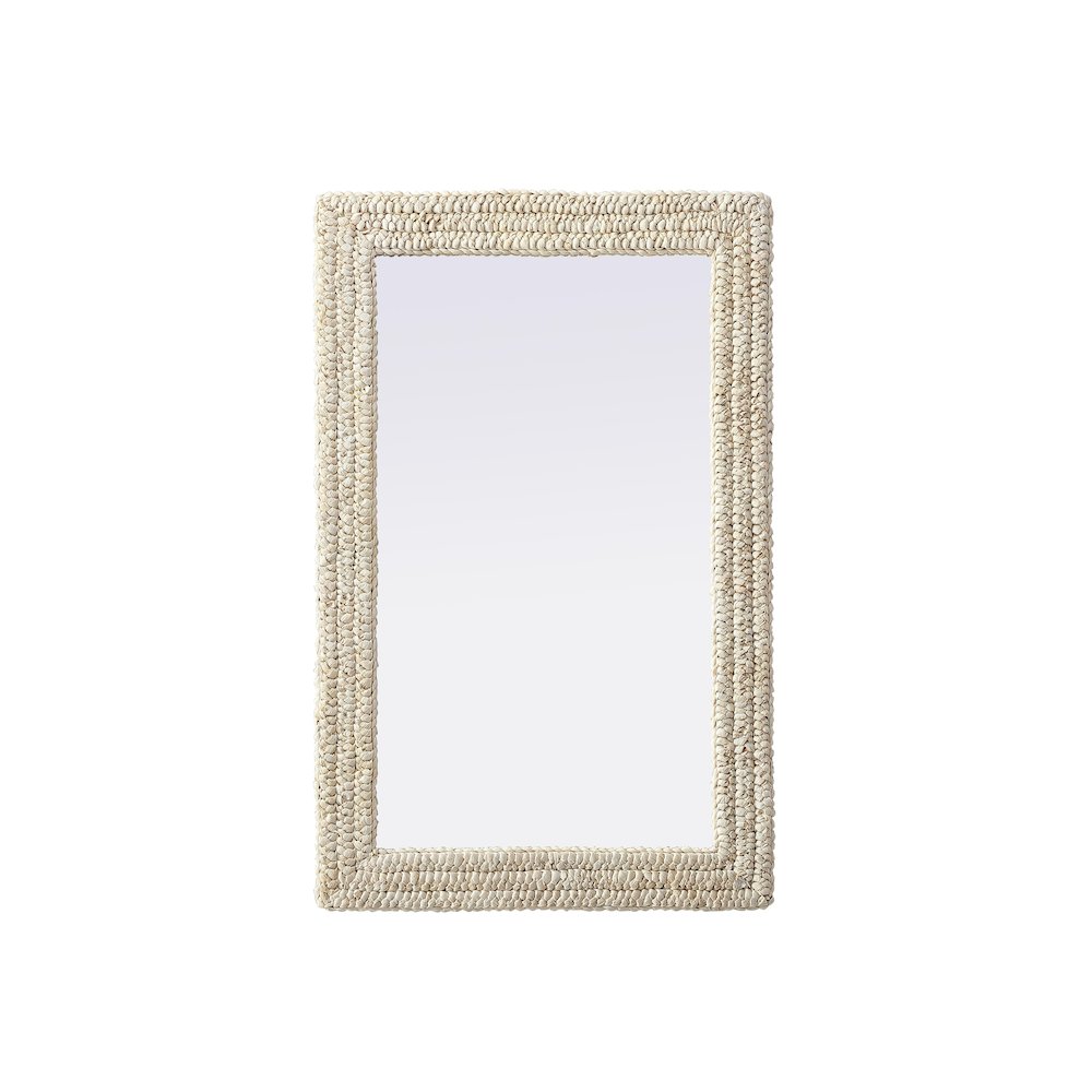 Rectangle Cornhusk Mirror 27x42 in Linen White. Picture 1