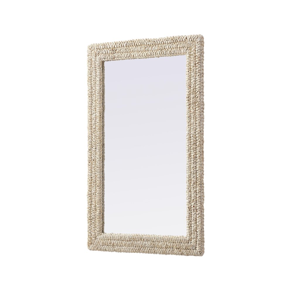 Rectangle Cornhusk Mirror 27x42 in Linen White. Picture 4