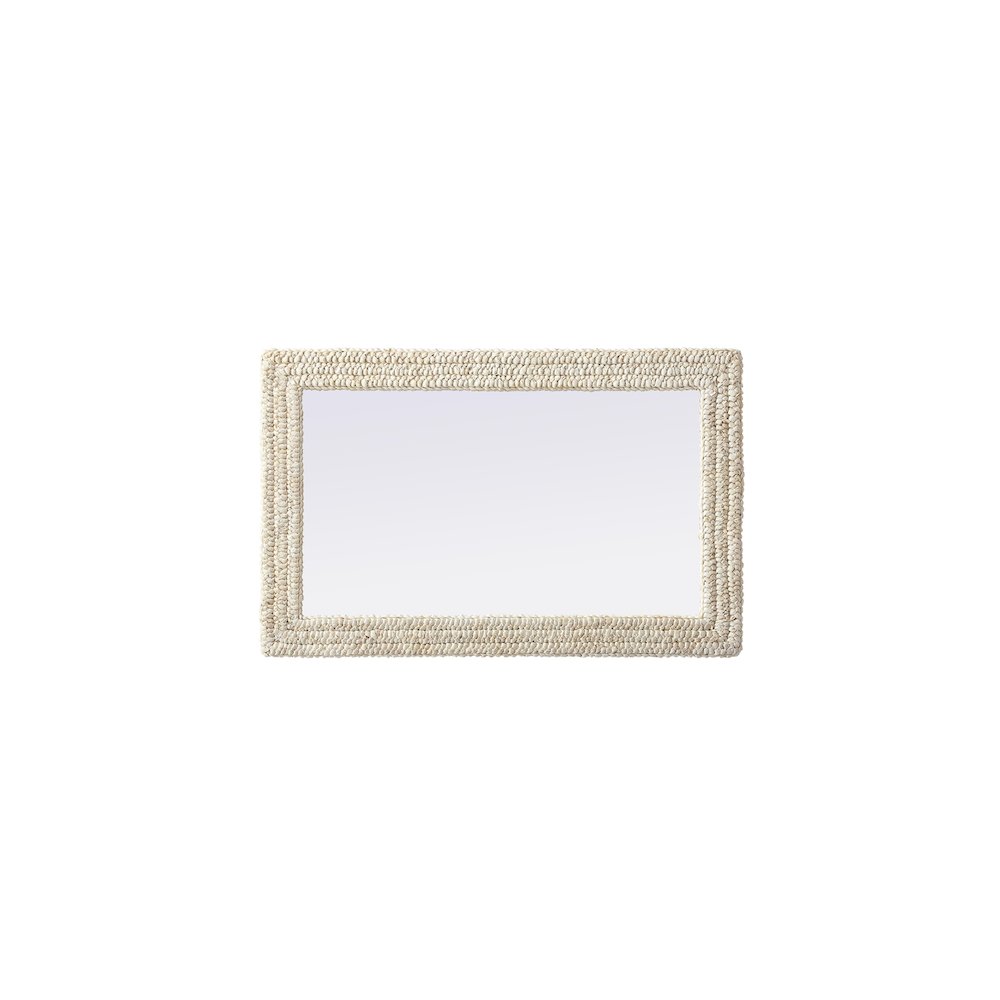 Rectangle Cornhusk Mirror 27x42 in Linen White. Picture 5
