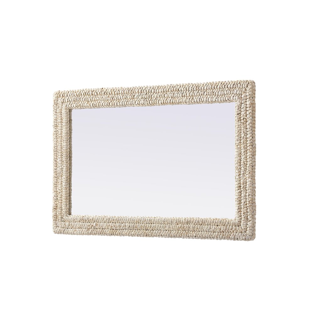 Rectangle Cornhusk Mirror 27x42 in Linen White. Picture 8