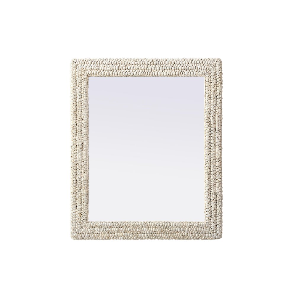 Rectangle Cornhusk Mirror 30x36 in Linen White. Picture 1
