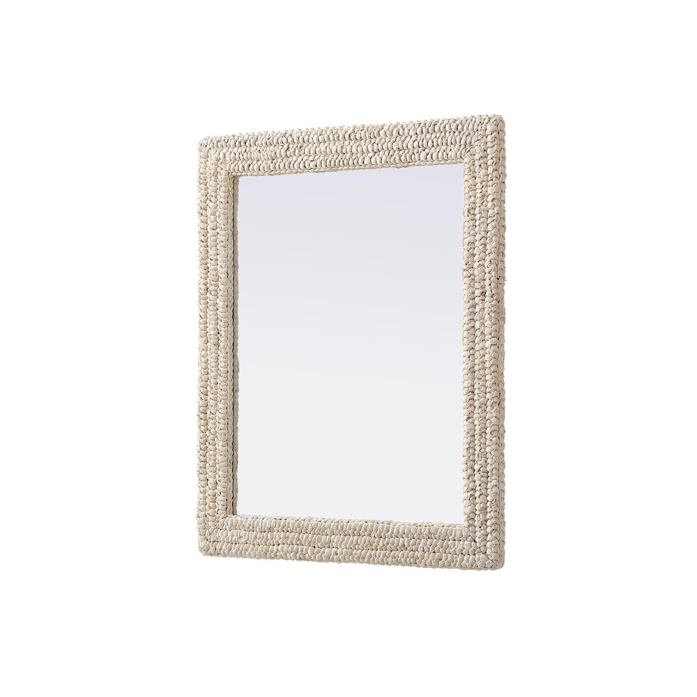 Rectangle Cornhusk Mirror 30x36 in Linen White. Picture 4