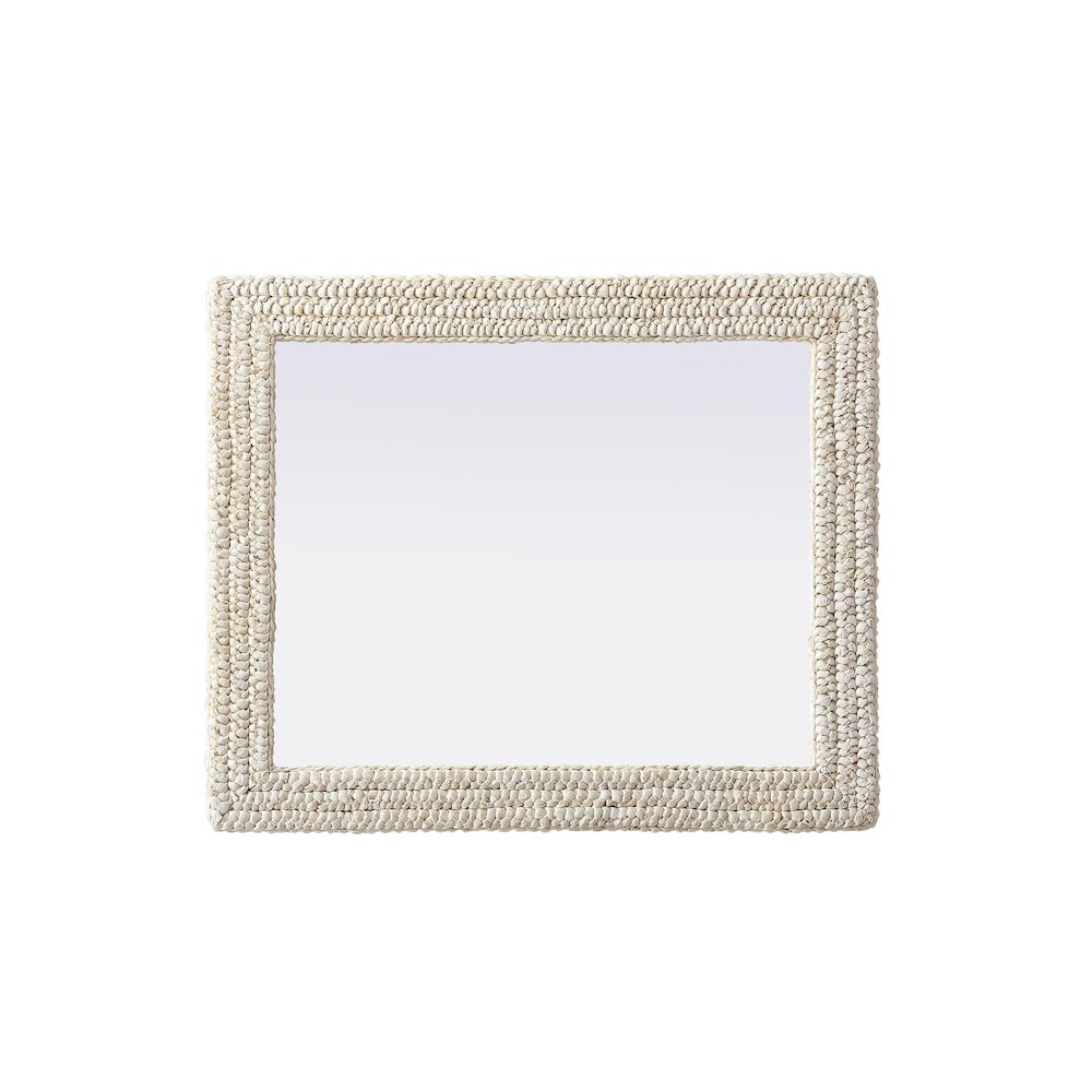 Rectangle Cornhusk Mirror 30x36 in Linen White. Picture 5