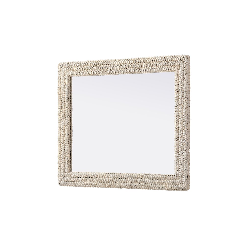 Rectangle Cornhusk Mirror 30x36 in Linen White. Picture 8