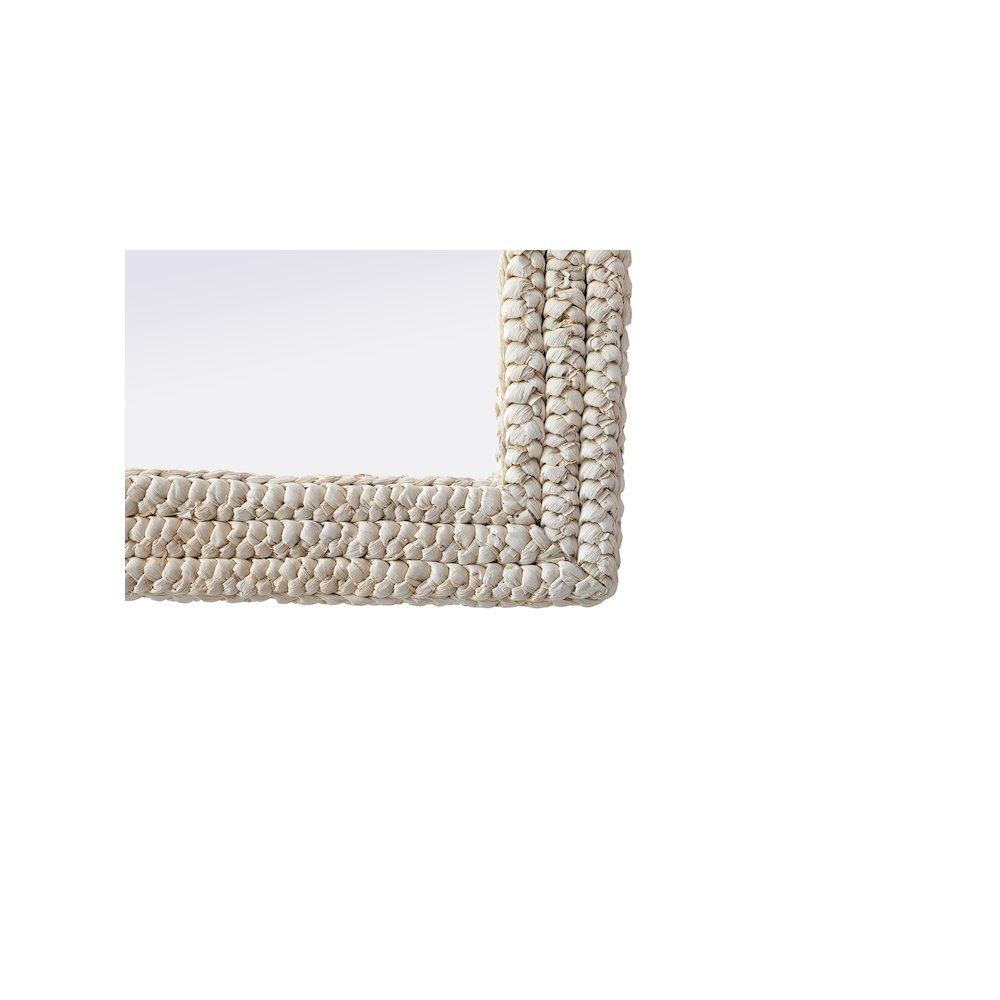 Rectangle Cornhusk Mirror 30x36 in Linen White. Picture 9