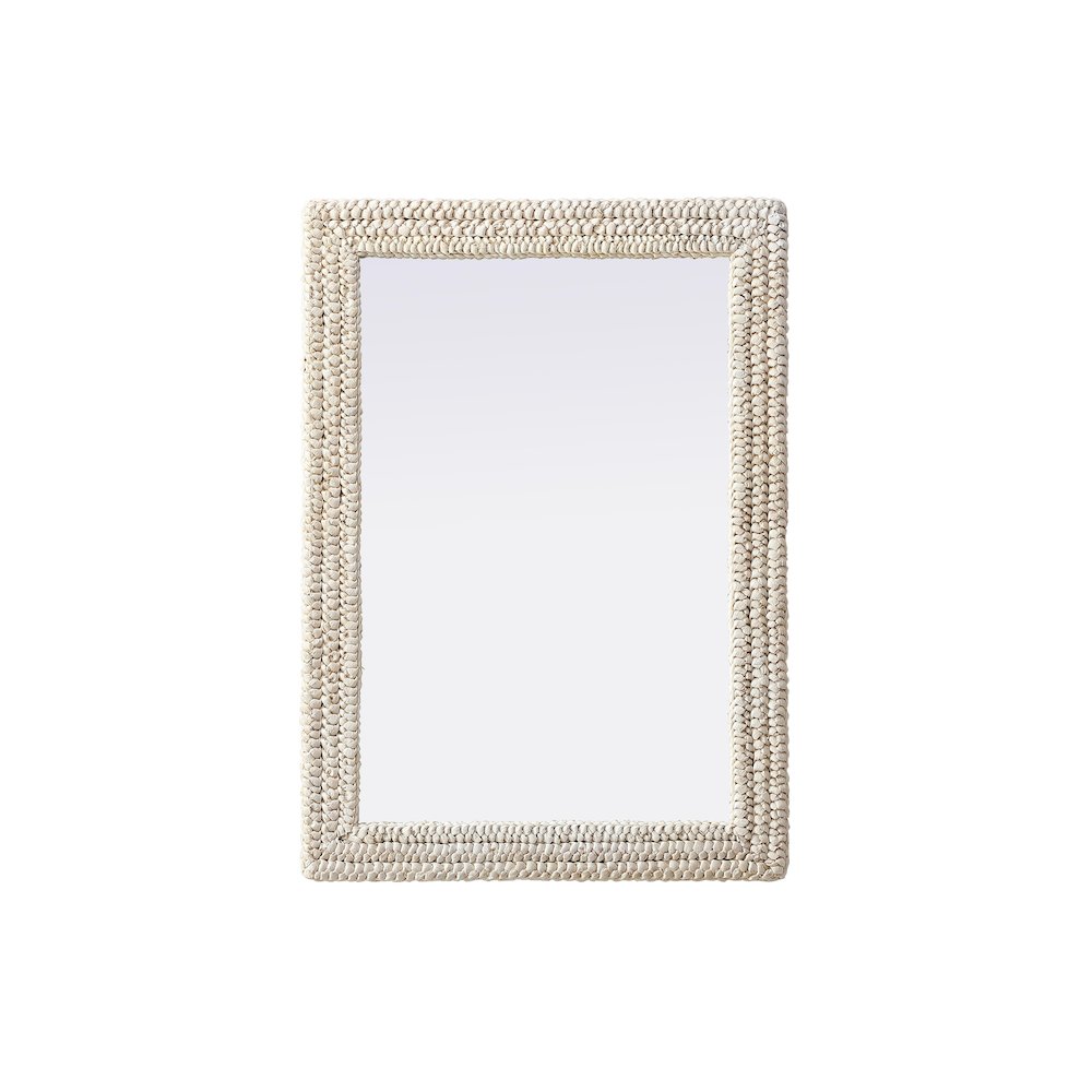 Rectangle Cornhusk Mirror 30x42 in Linen White. Picture 1