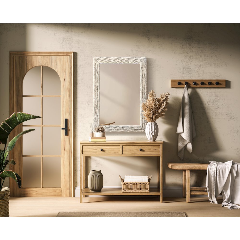 Rectangle Cornhusk Mirror 30x42 in Linen White. Picture 2