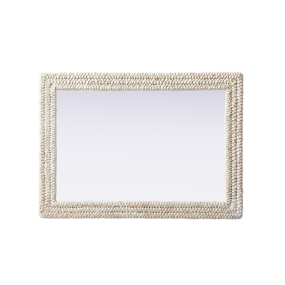 Rectangle Cornhusk Mirror 30x42 in Linen White. Picture 5