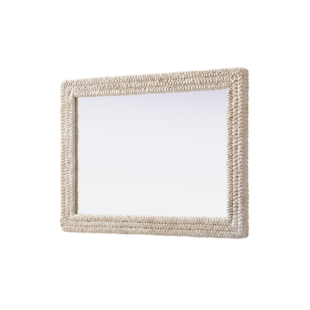 Rectangle Cornhusk Mirror 30x42 in Linen White. Picture 8