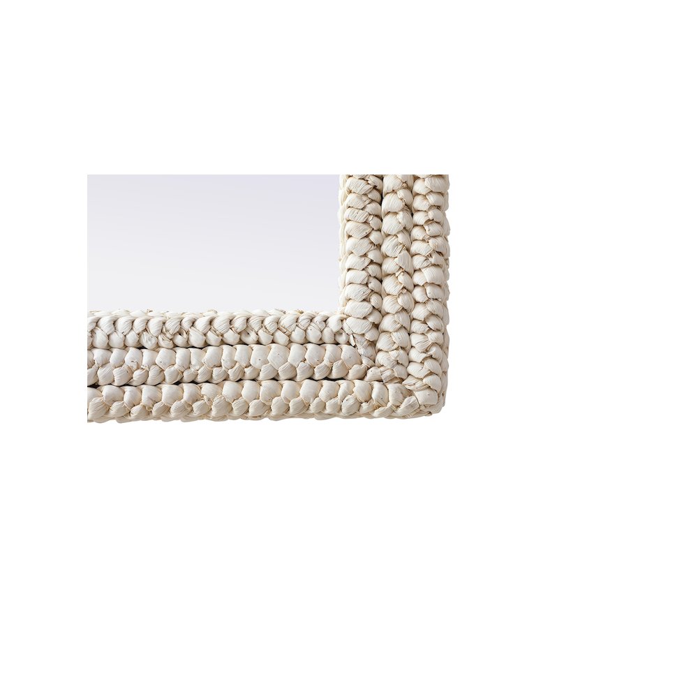 Rectangle Cornhusk Mirror 30x42 in Linen White. Picture 9