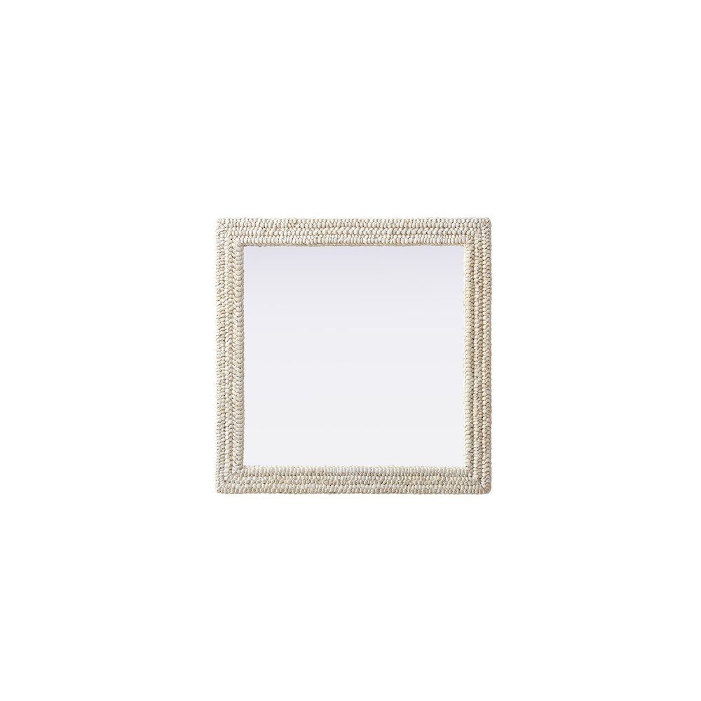 Rectangle Cornhusk Mirror 36x36 in Linen White. Picture 1