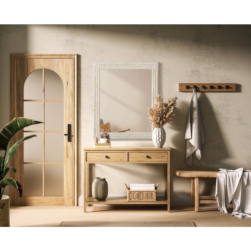 Rectangle Cornhusk Mirror 36x42 in Linen White. Picture 2