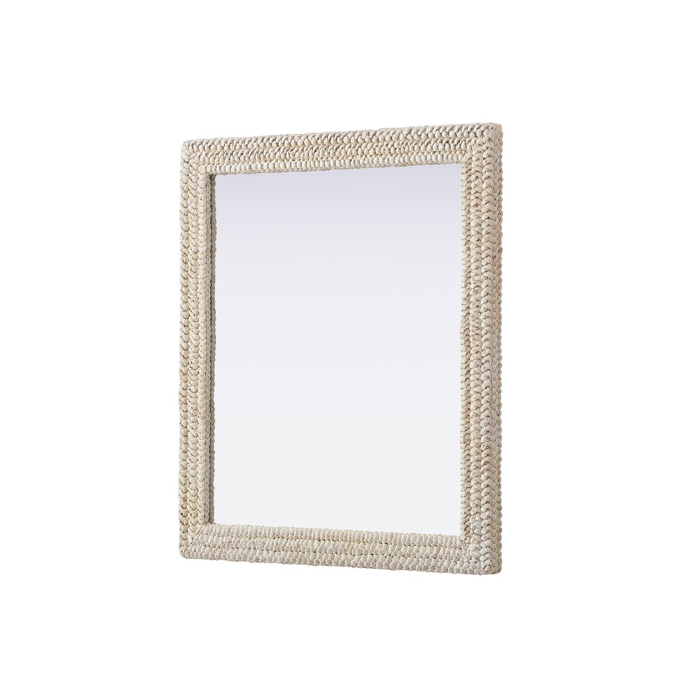 Rectangle Cornhusk Mirror 36x42 in Linen White. Picture 4