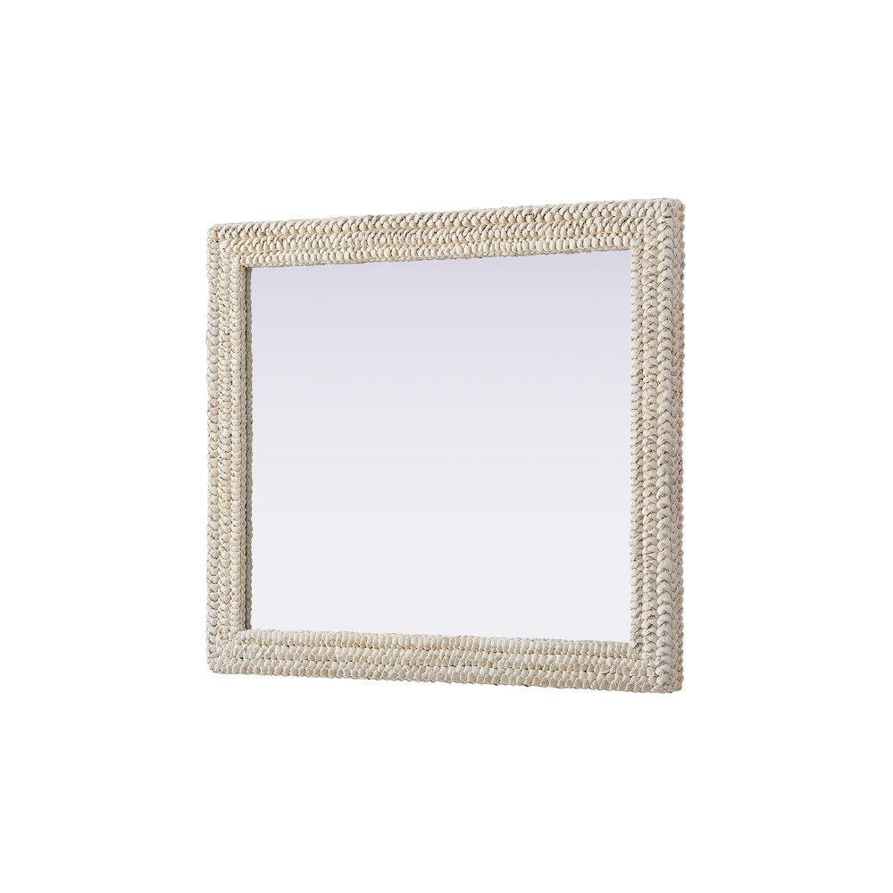 Rectangle Cornhusk Mirror 36x42 in Linen White. Picture 8