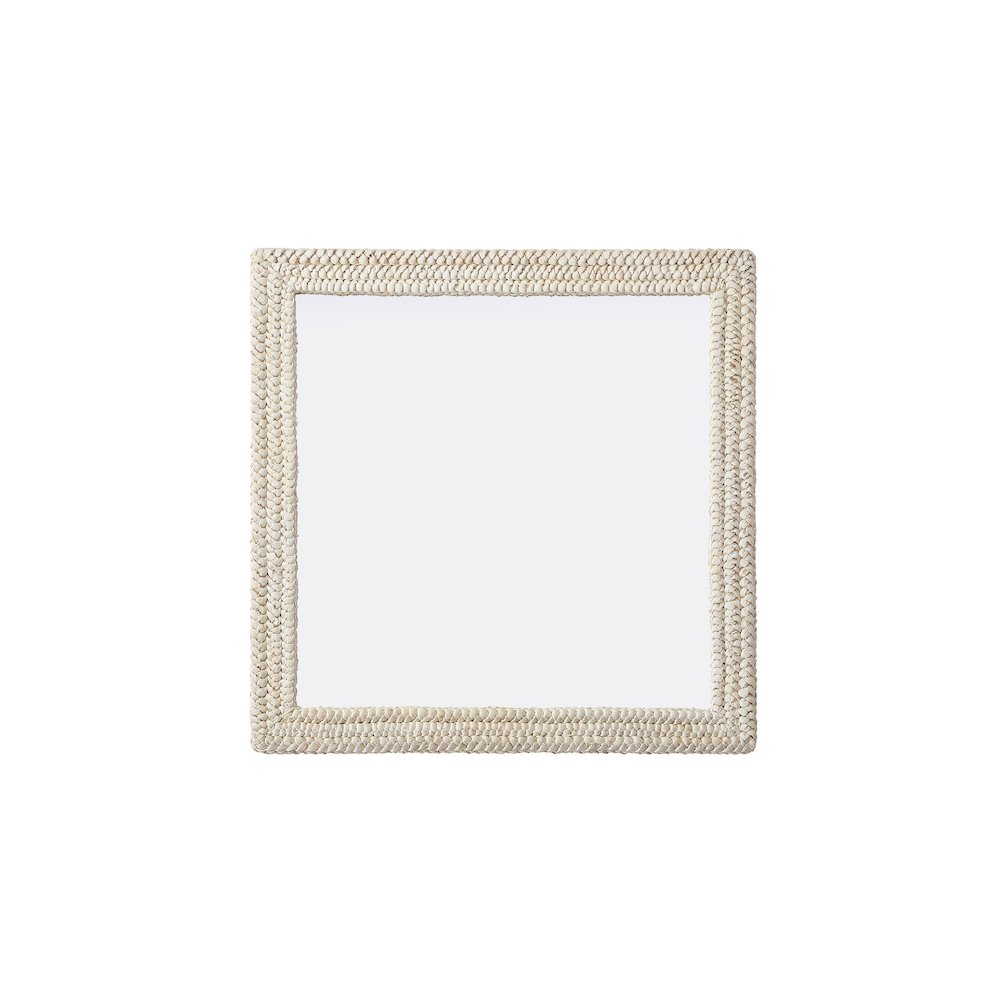 Rectangle Cornhusk Mirror 40x40 in Linen White. Picture 1