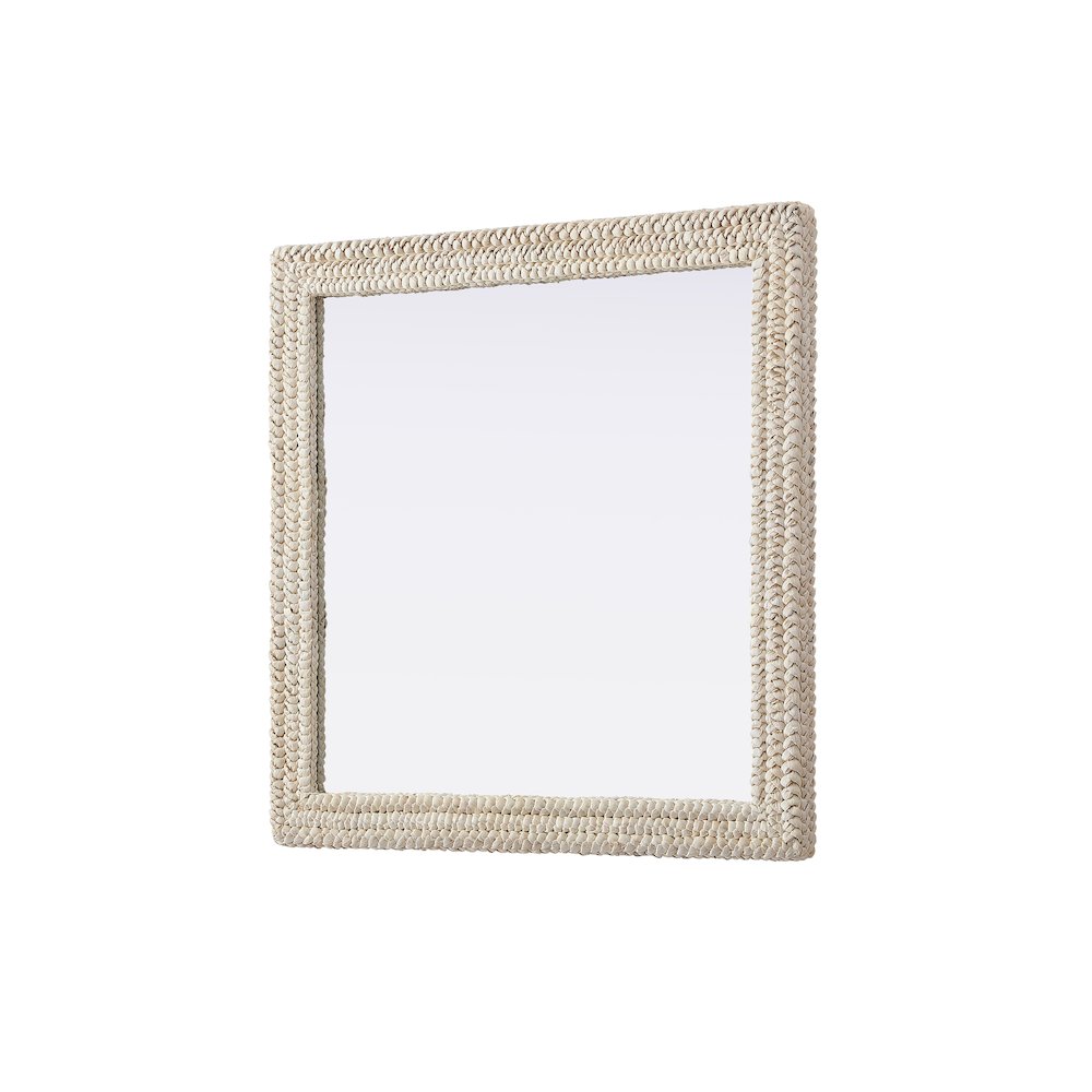 Rectangle Cornhusk Mirror 40x40 in Linen White. Picture 4