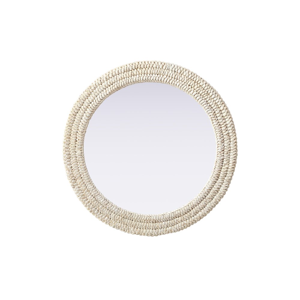 Round Cornhusk Mirror 30x30 in Linen White. Picture 1