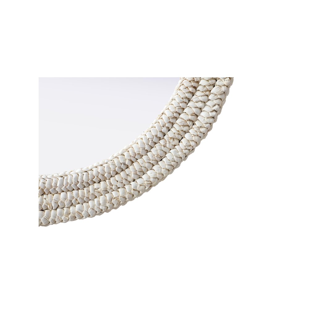 Round Cornhusk Mirror 30x30 in Linen White. Picture 5