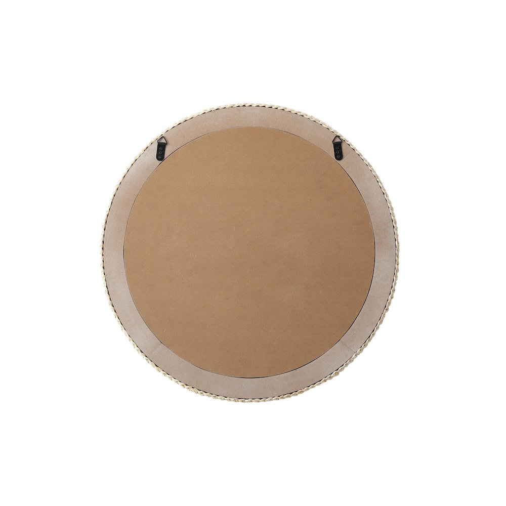 Round Cornhusk Mirror 30x30 in Linen White. Picture 7
