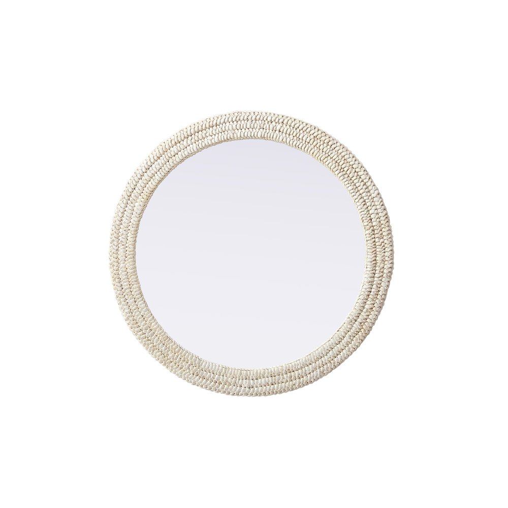 Round Cornhusk Mirror 36x36 in Linen White. Picture 1