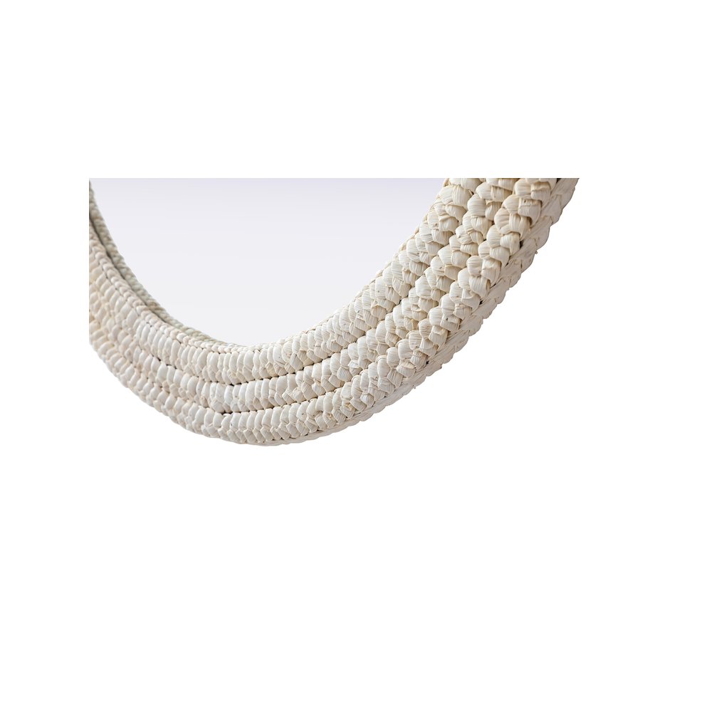 Round Cornhusk Mirror 36x36 in Linen White. Picture 6