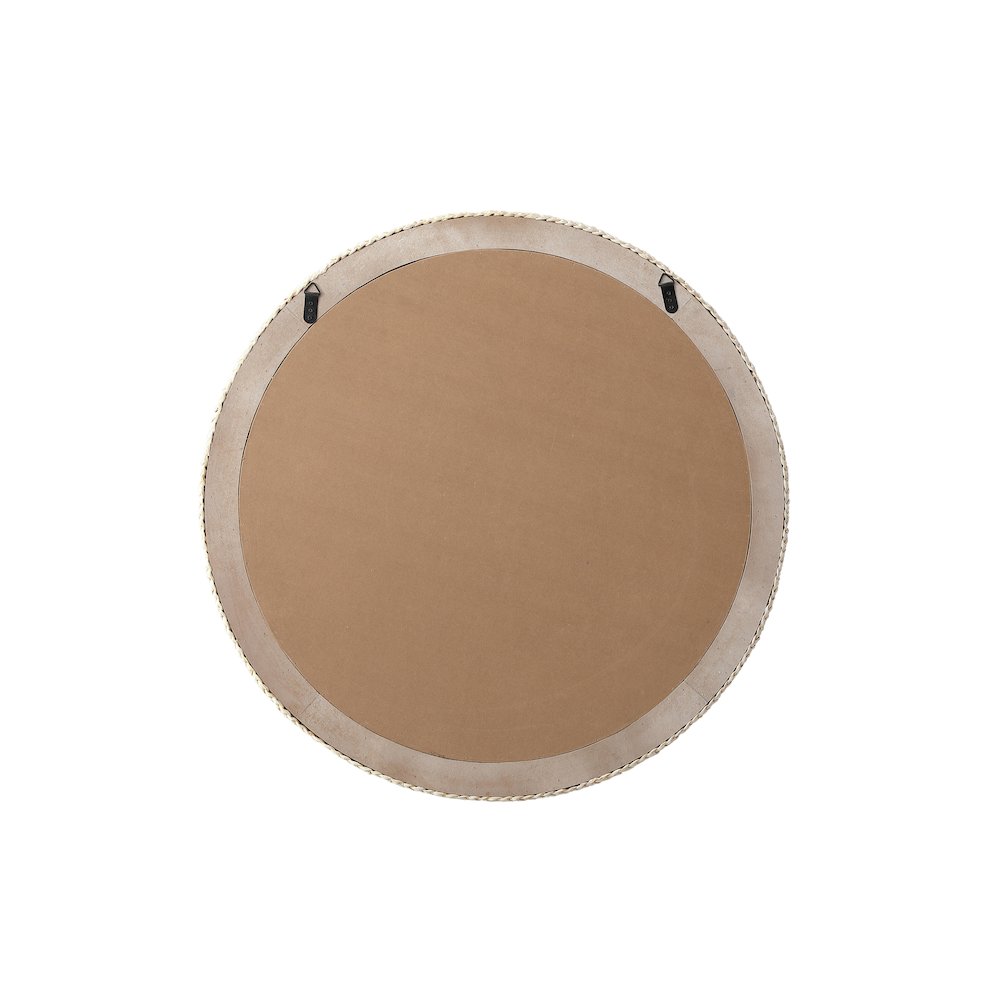 Round Cornhusk Mirror 36x36 in Linen White. Picture 7