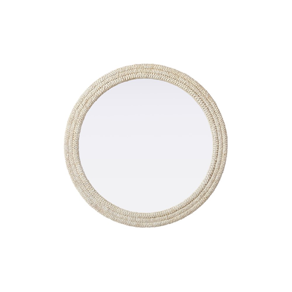 Round Cornhusk Mirror 42x42 in Linen White. Picture 1