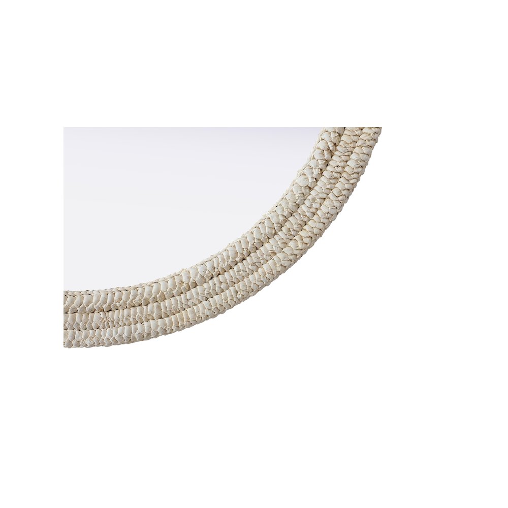 Round Cornhusk Mirror 42x42 in Linen White. Picture 5