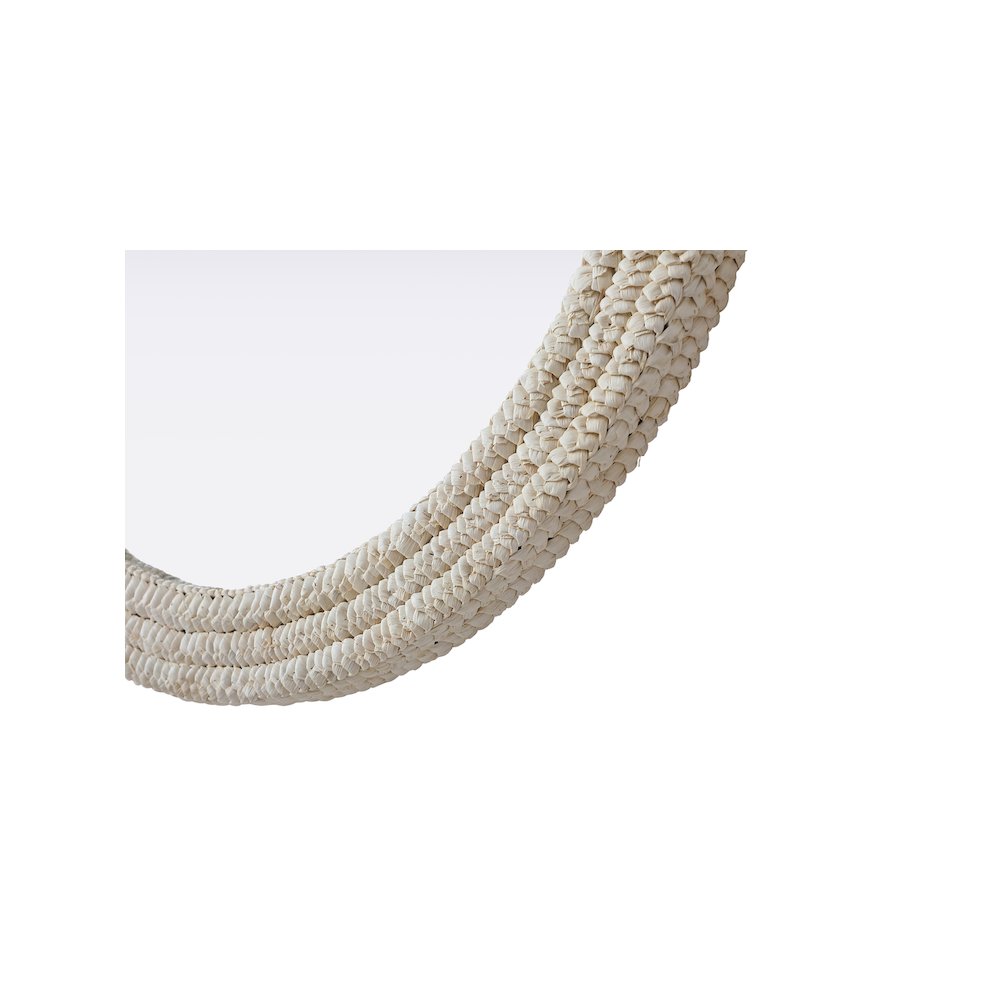 Round Cornhusk Mirror 42x42 in Linen White. Picture 6