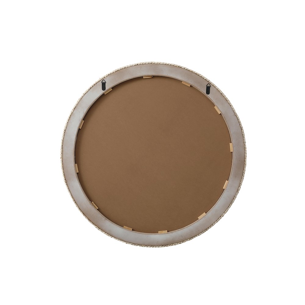 Round Cornhusk Mirror 42x42 in Linen White. Picture 7