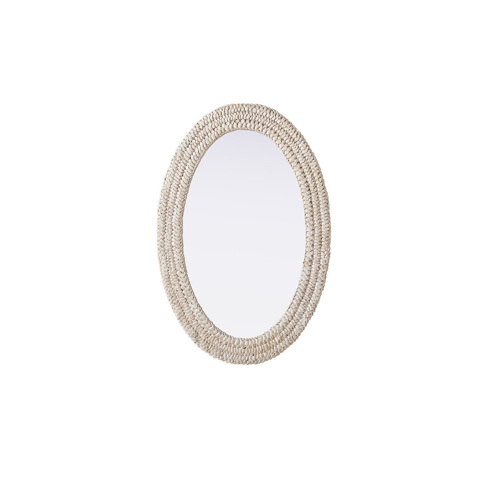 Oval Cornhusk Mirror 24x36 in Linen White. Picture 1