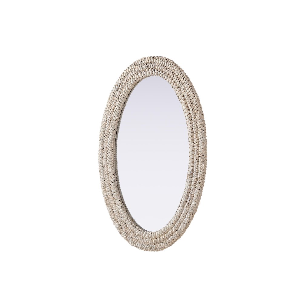 Oval Cornhusk Mirror 24x36 in Linen White. Picture 4