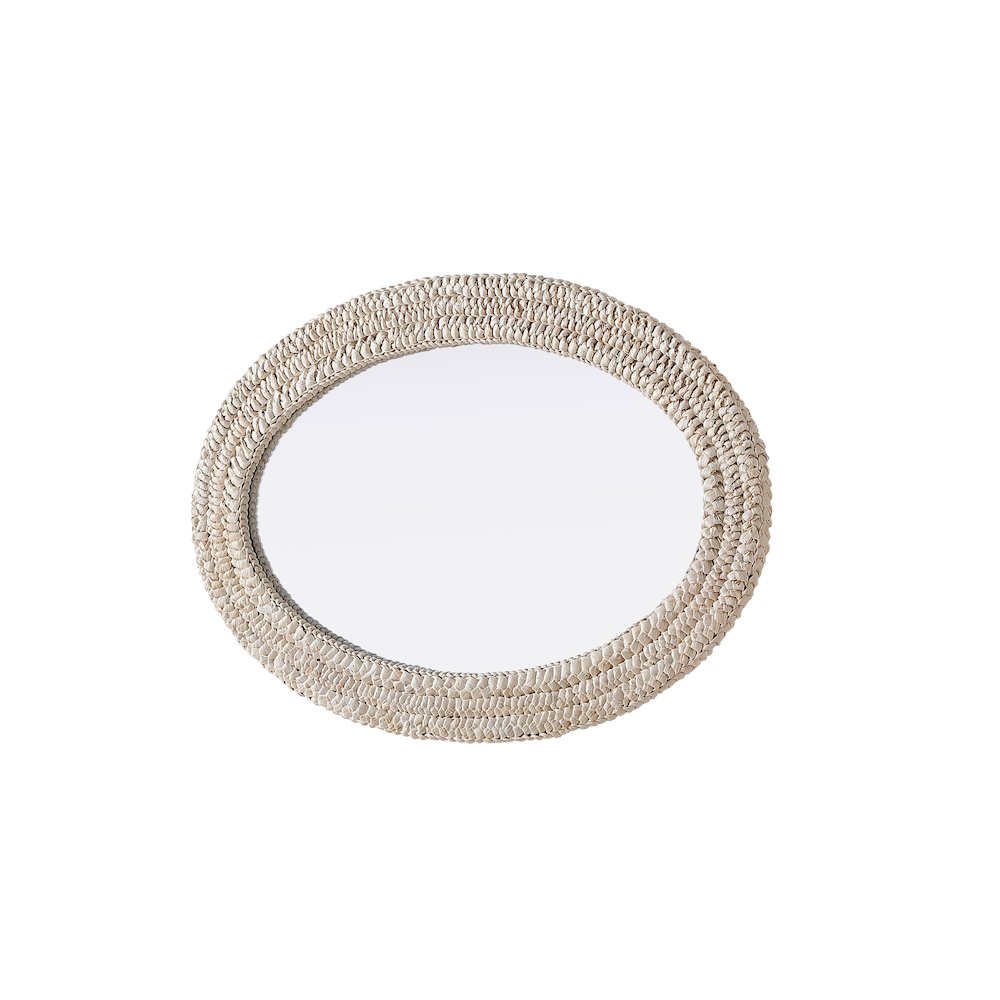 Oval Cornhusk Mirror 24x36 in Linen White. Picture 6