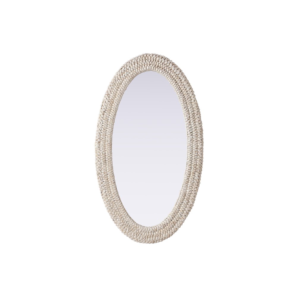 Oval Cornhusk Mirror 24x42 in Linen White. Picture 1