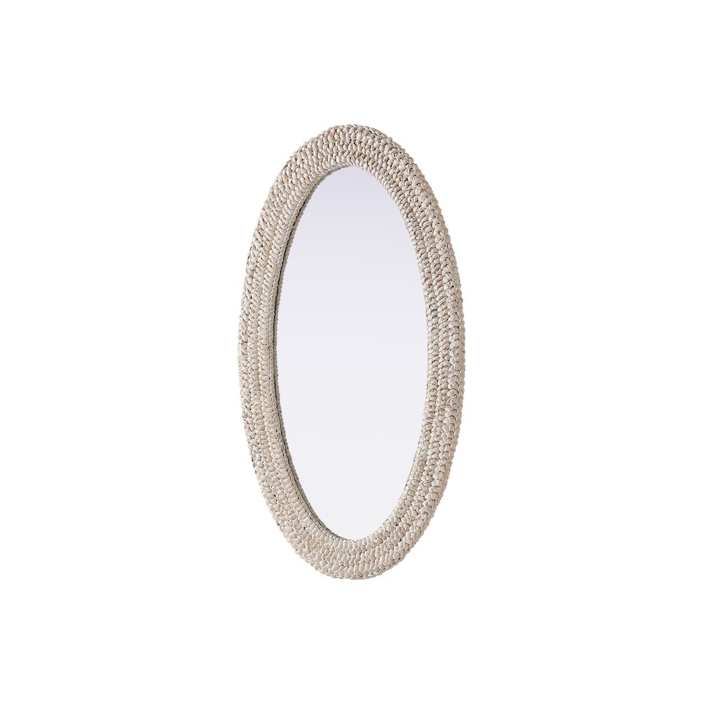 Oval Cornhusk Mirror 24x42 in Linen White. Picture 4
