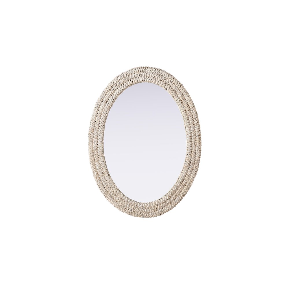 Oval Cornhusk Mirror 27x36 in Linen White. Picture 1