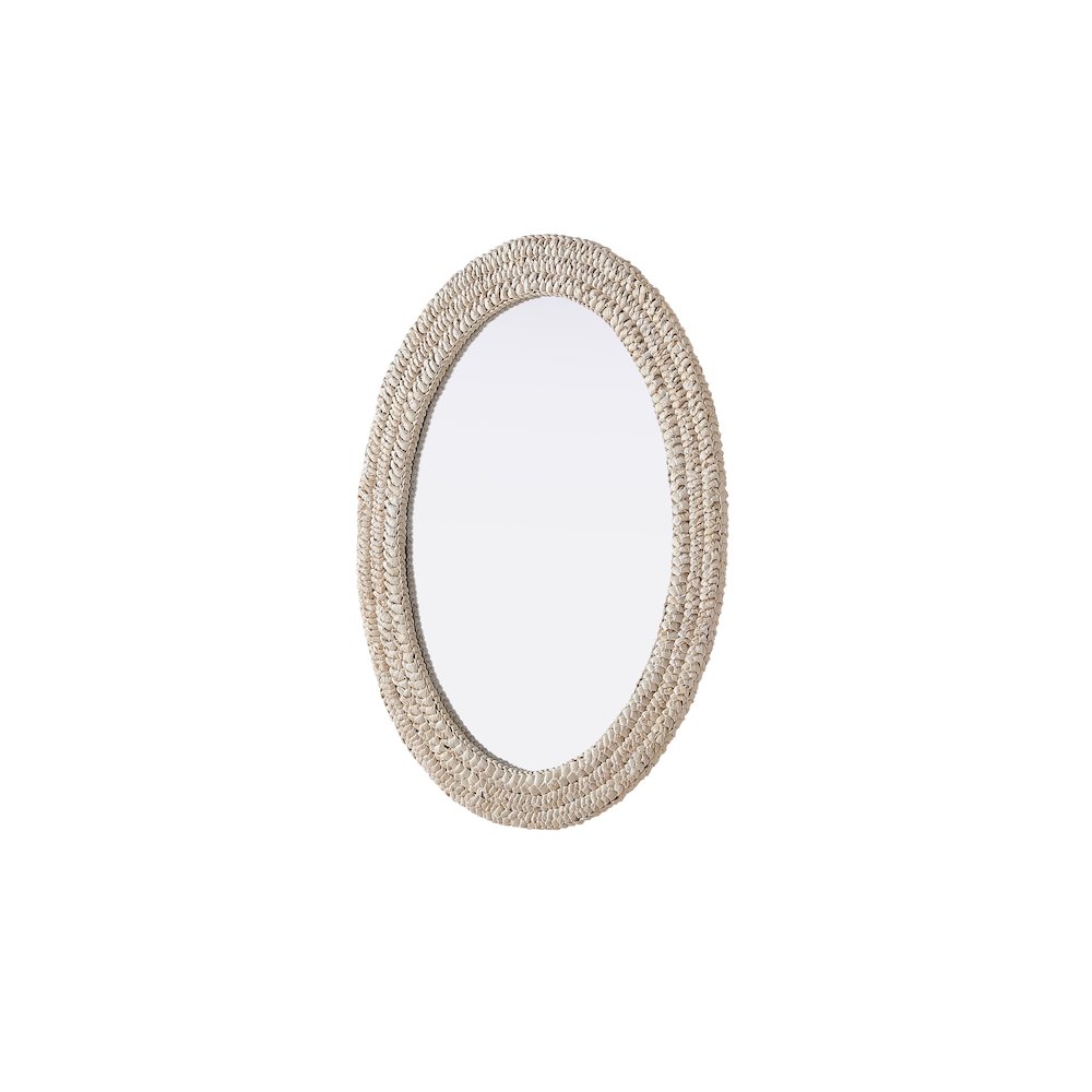 Oval Cornhusk Mirror 27x36 in Linen White. Picture 4