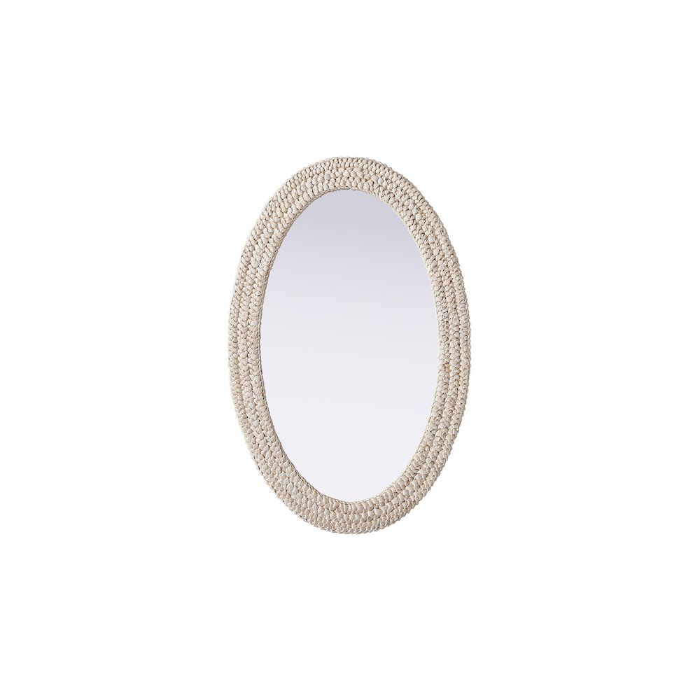 Oval Cornhusk Mirror 27x42 in Linen White. Picture 1
