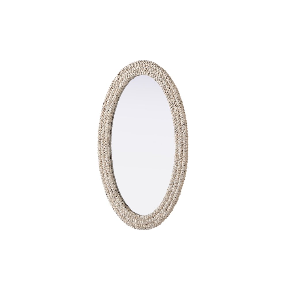 Oval Cornhusk Mirror 27x42 in Linen White. Picture 4