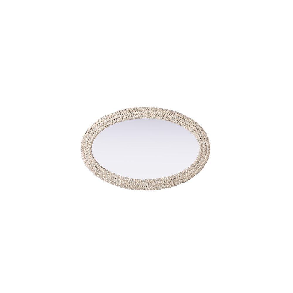 Oval Cornhusk Mirror 27x42 in Linen White. Picture 5