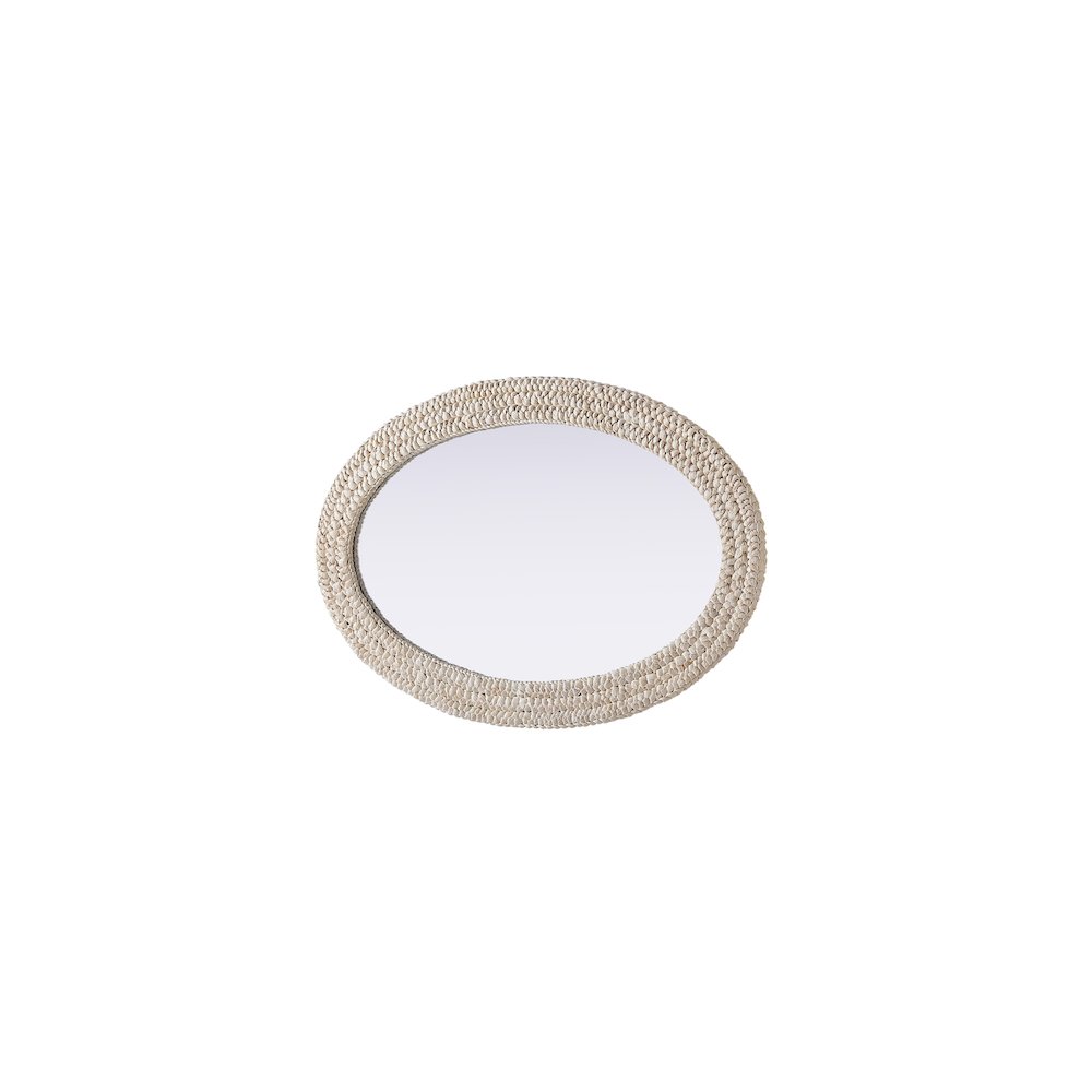 Oval Cornhusk Mirror 27x42 in Linen White. Picture 6