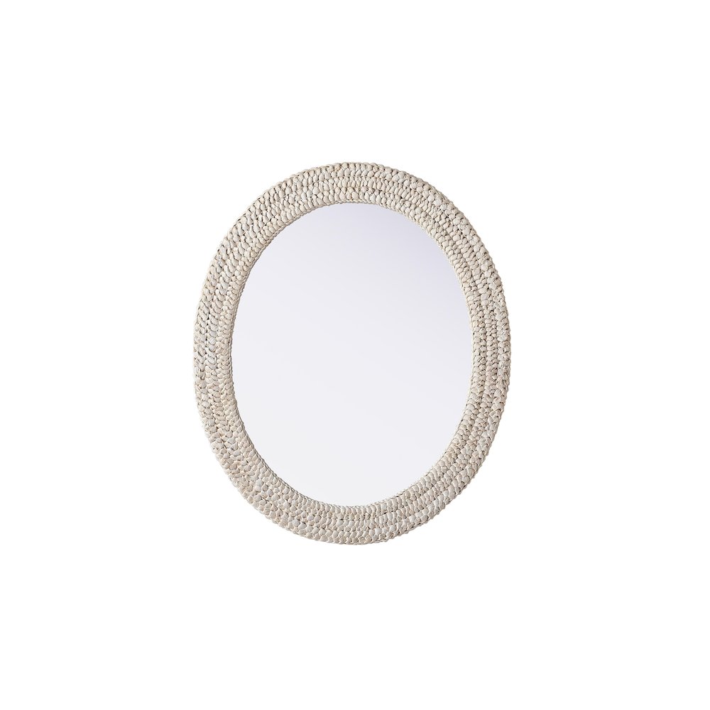 Oval Cornhusk Mirror 30x36 in Linen White. Picture 1