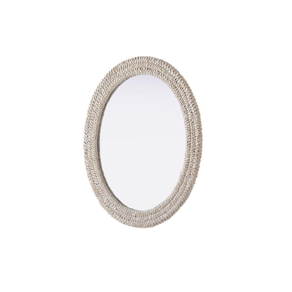 Oval Cornhusk Mirror 30x36 in Linen White. Picture 4