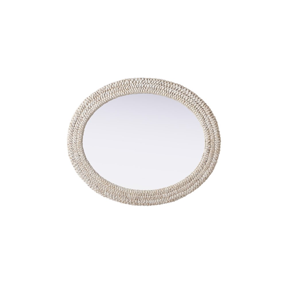 Oval Cornhusk Mirror 30x36 in Linen White. Picture 5