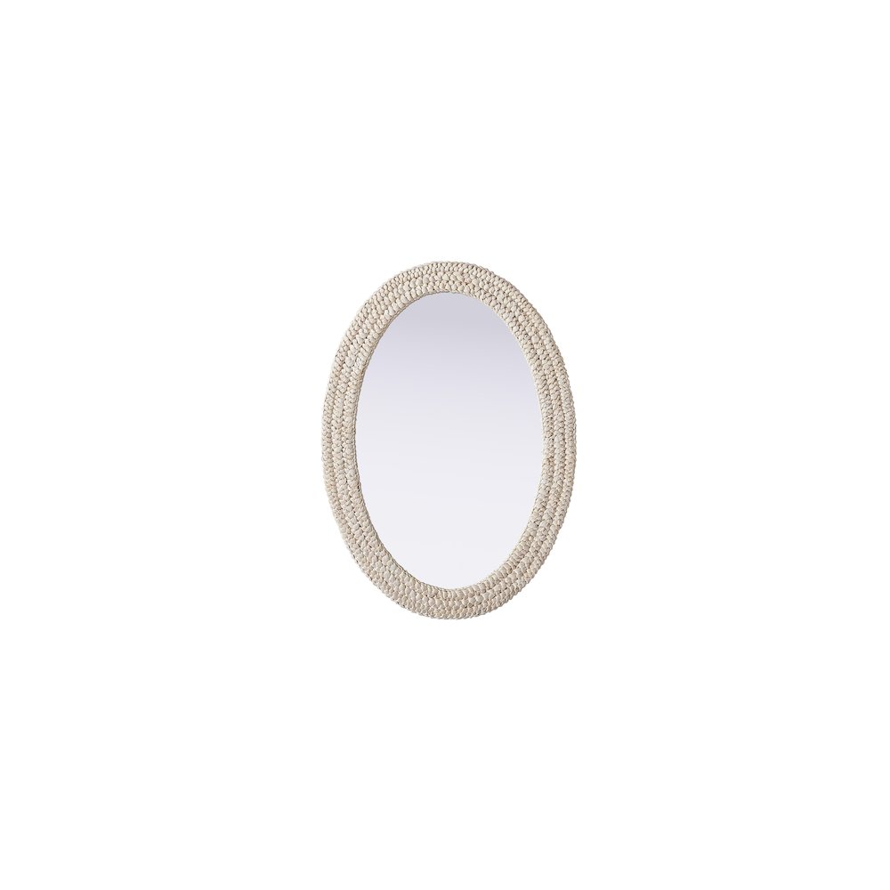 Oval Cornhusk Mirror 30x42 in Linen White. Picture 1